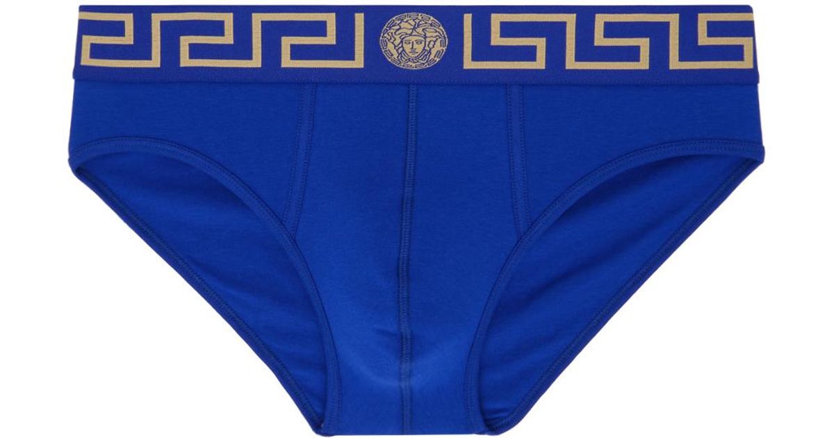 Versace Greca Border Briefs in Blue for Men