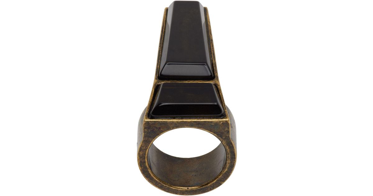 Rick Owens Gold Crystal Trunk Ring in Black for Men | Lyst