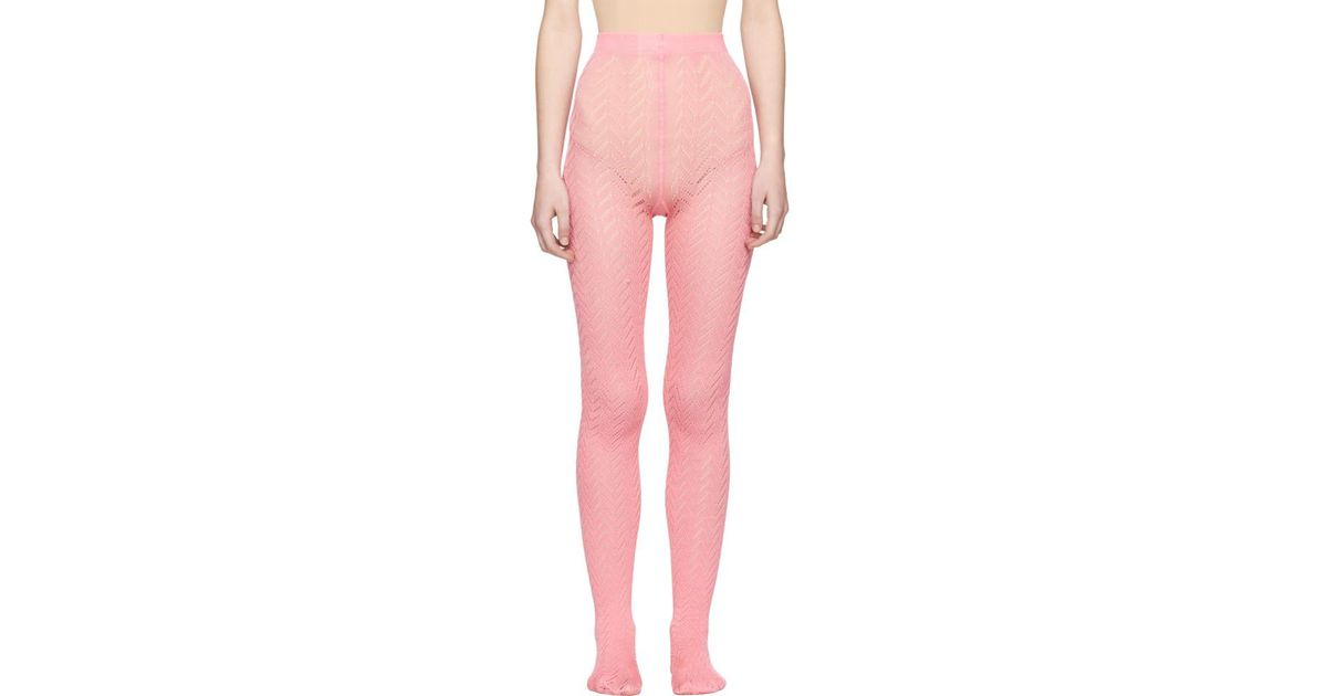 Gucci Cotton Pink Chevron Tights | Lyst