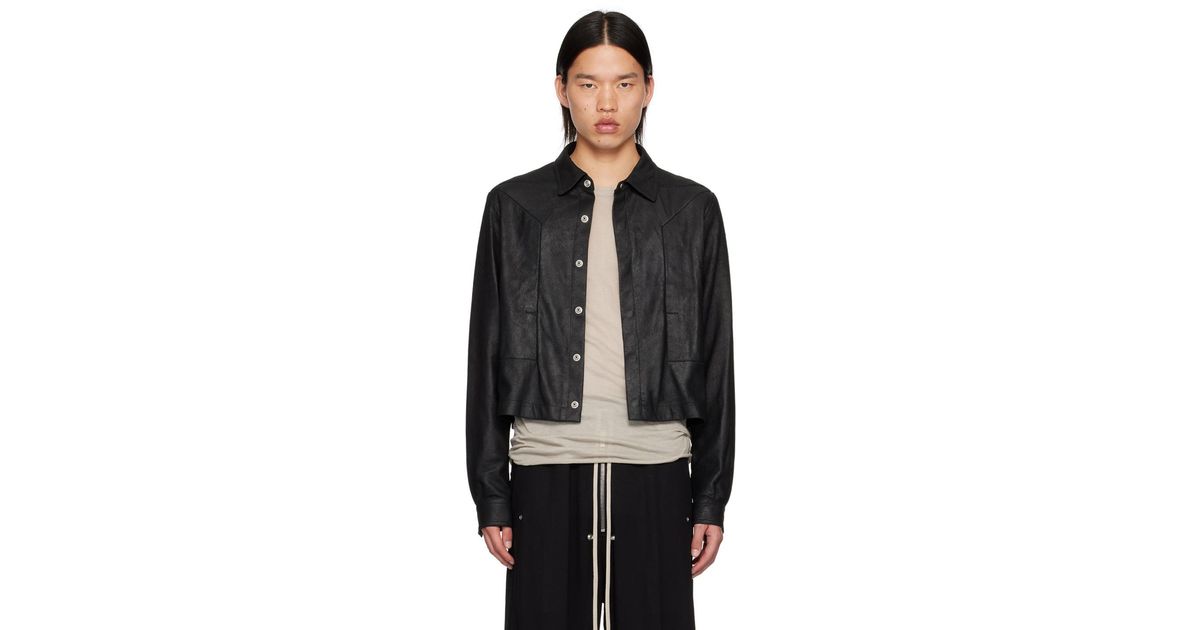 Rick Owens Porterville Alice Strobe Leather Jacket in Black for