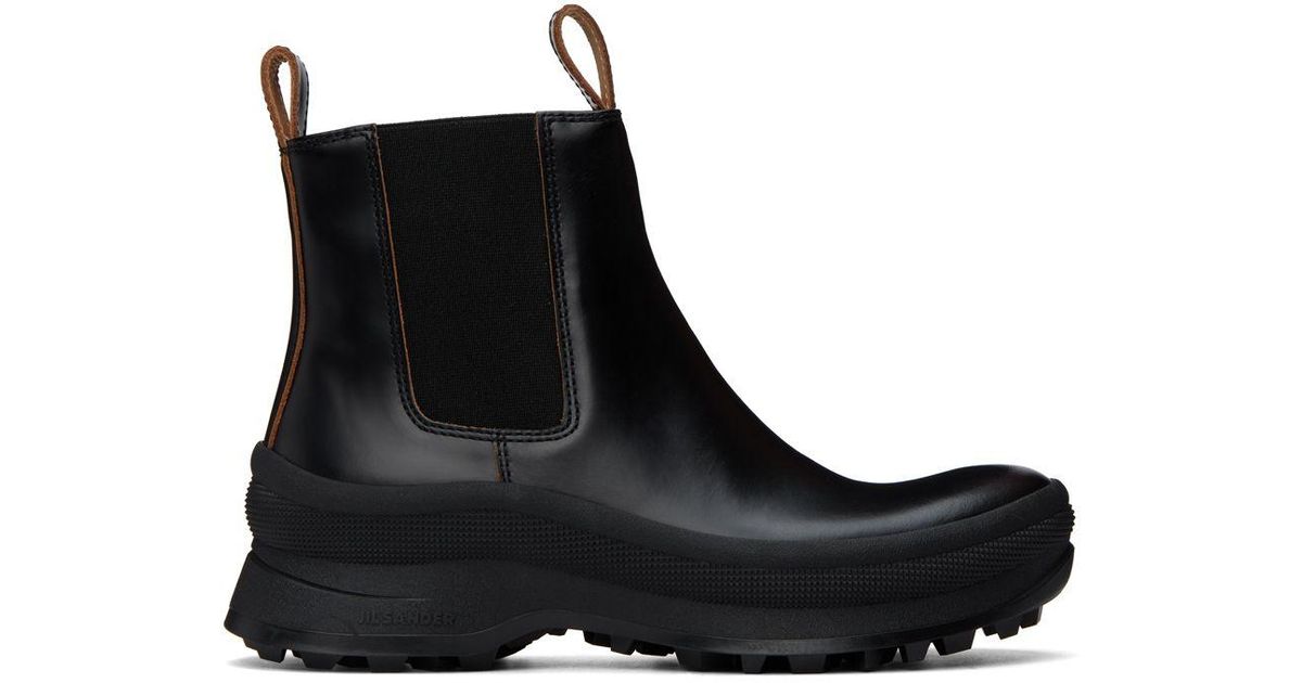 Jil Sander Black Leather Chelsea Boots for Men | Lyst