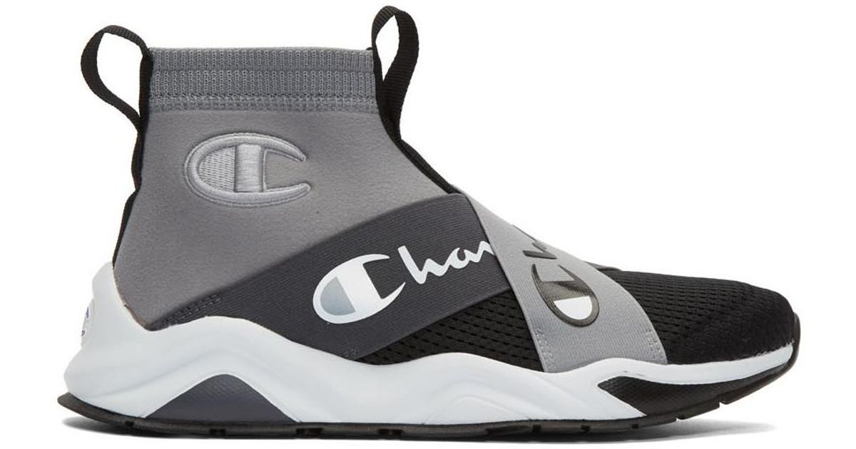 Champion Grey And Black Rally Crossover High-top Sneakers for Men | Lyst