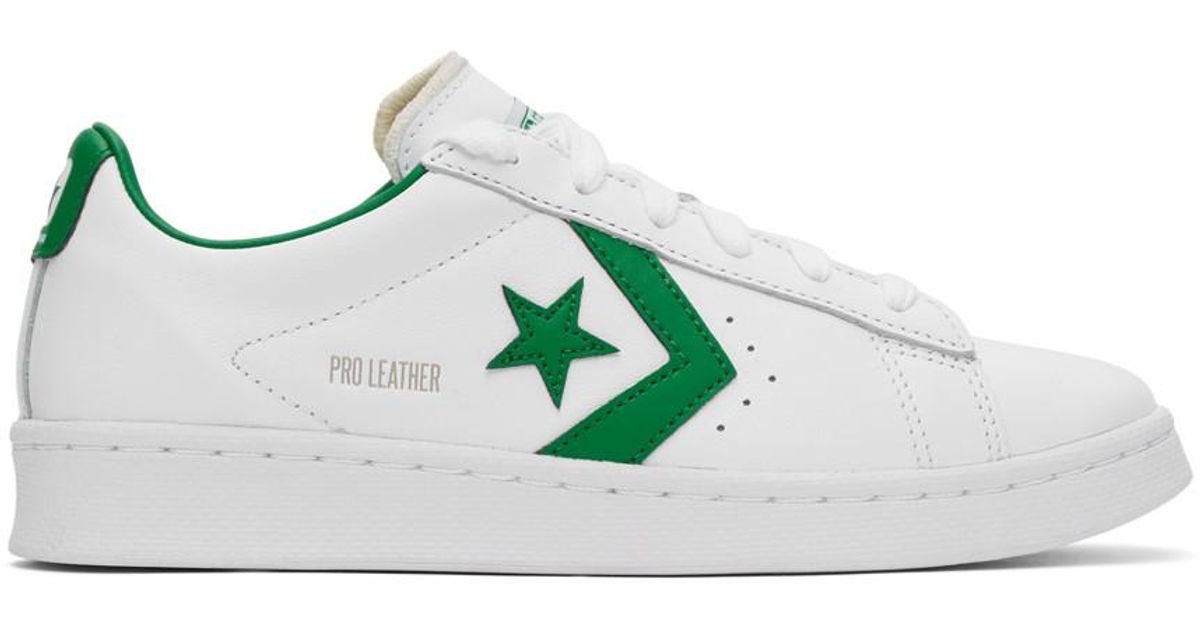 Converse White And Green Leather Pro Og Sneakers for Men | Lyst