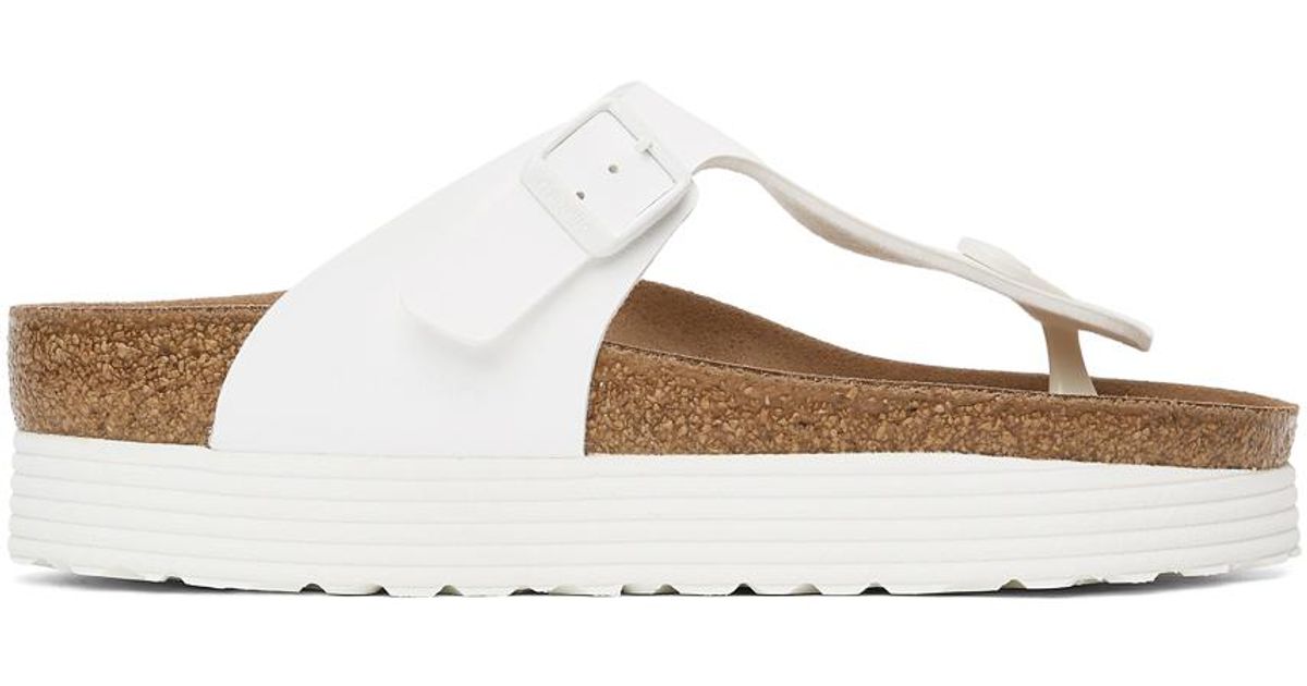 Birkenstock Rubber Papillio Birkoflor Gizeh Platform Sandals in White