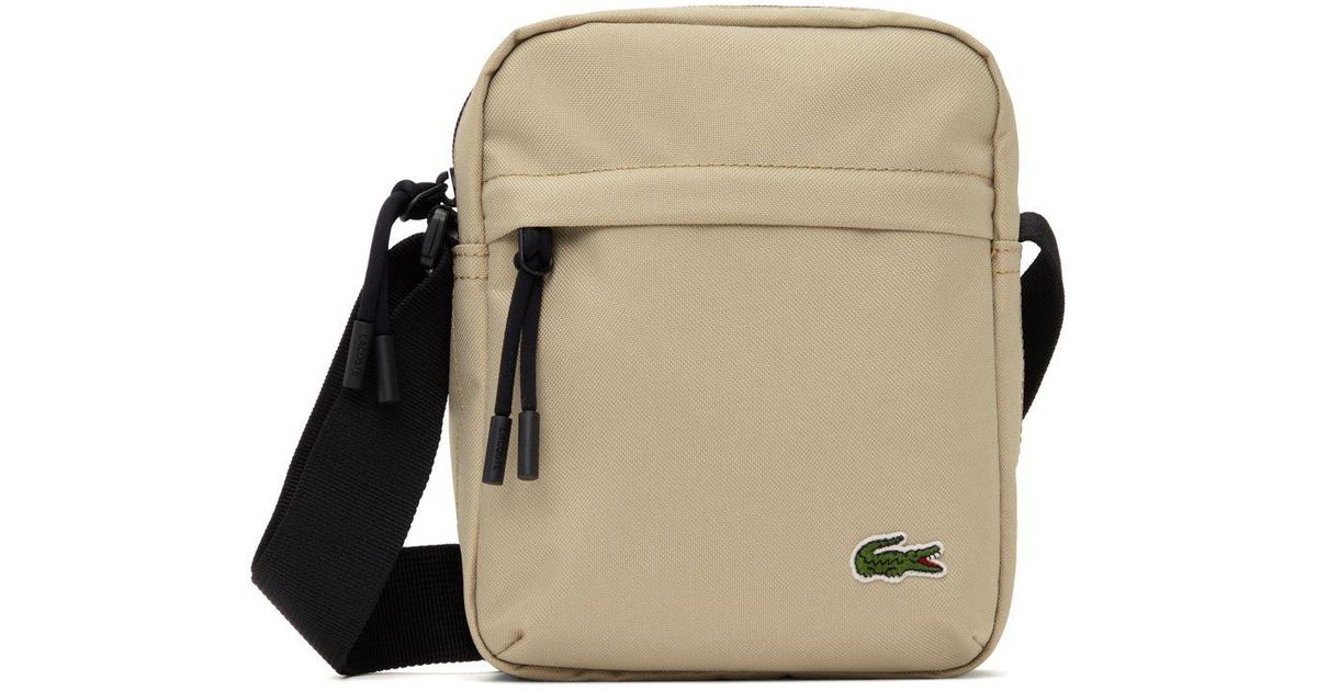 Lacoste Beige Zip Crossover Messenger Bag in Natural for Men | Lyst