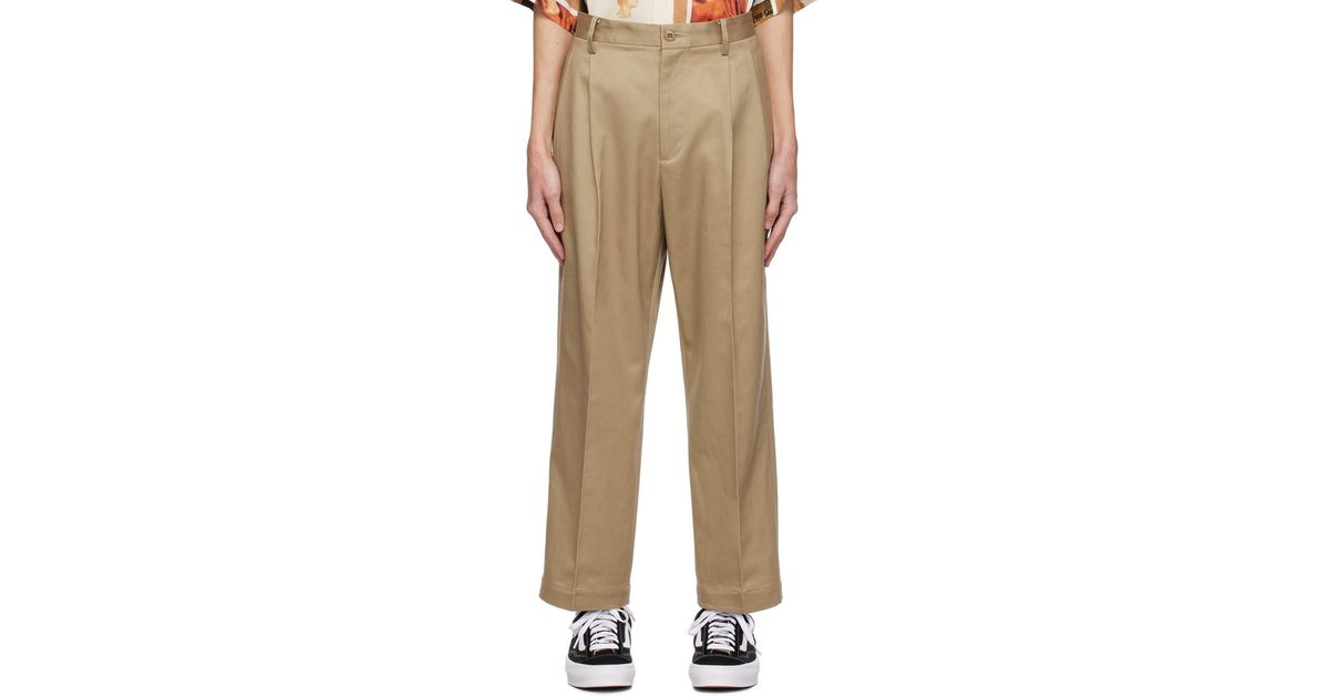 Wacko Maria Pleated Trousers in Natural for Men | Lyst