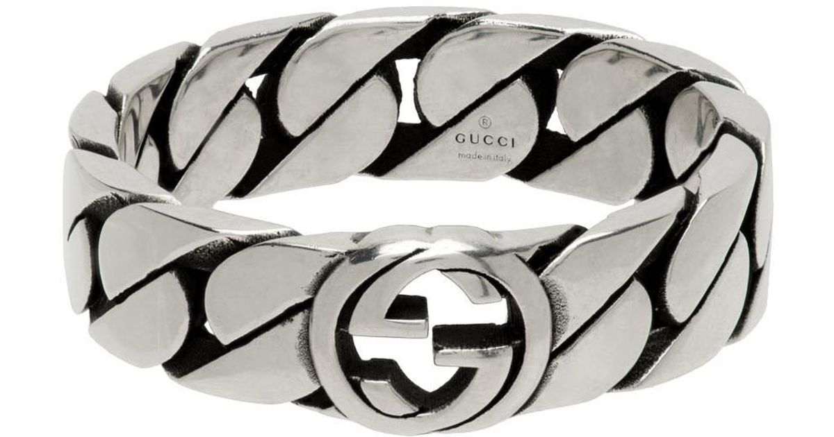 Gucci Silver Interlocking G Ring in Metallic for Men | Lyst Australia
