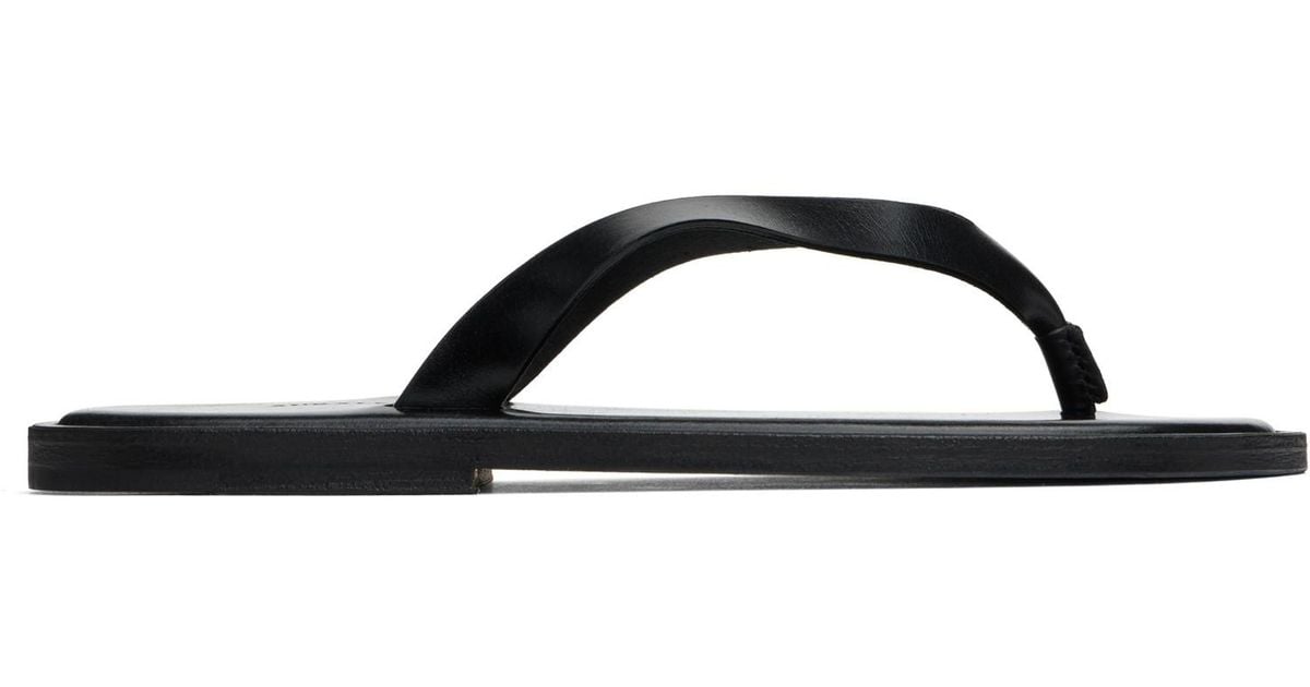 AURALEE Leather Tong Flip-Flops in Black | Lyst