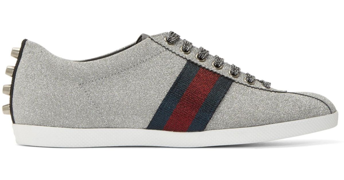 Baskets argentées Glitter Web Bambi Gucci pour homme en coloris Métallisé - Lyst