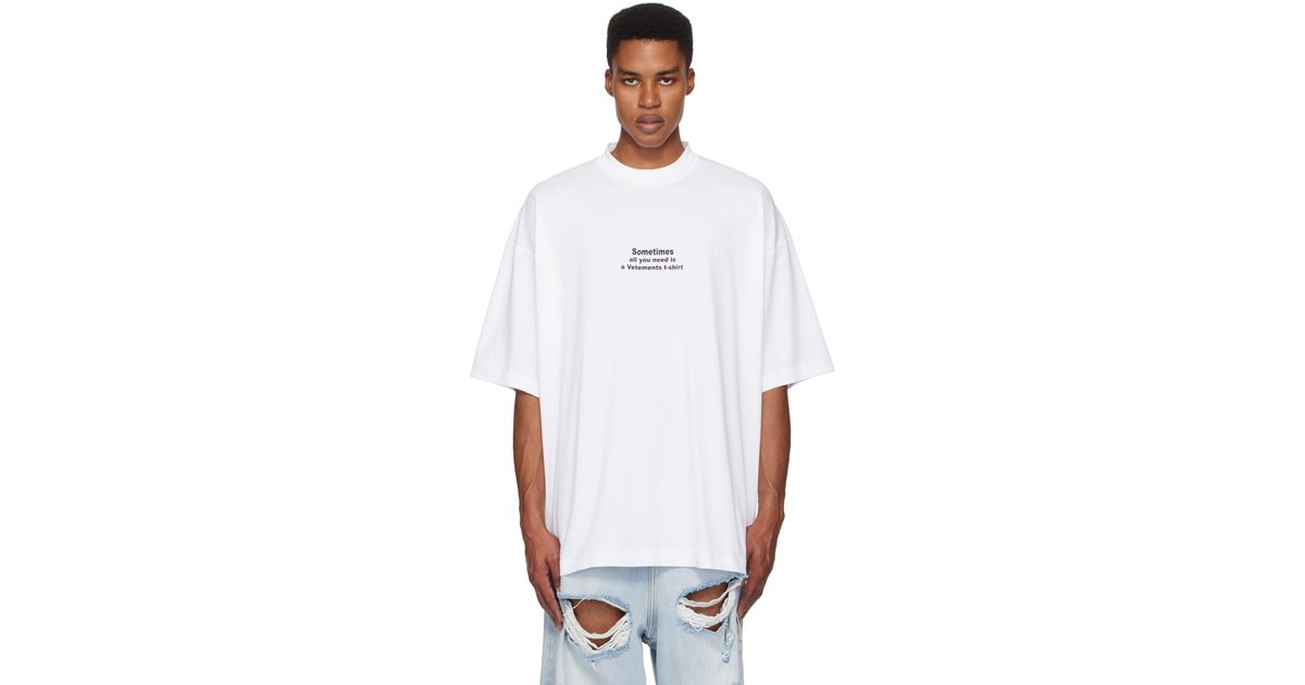 メンズ Vetements ホワイト All You Need オーバーサイズ Tシャツ  