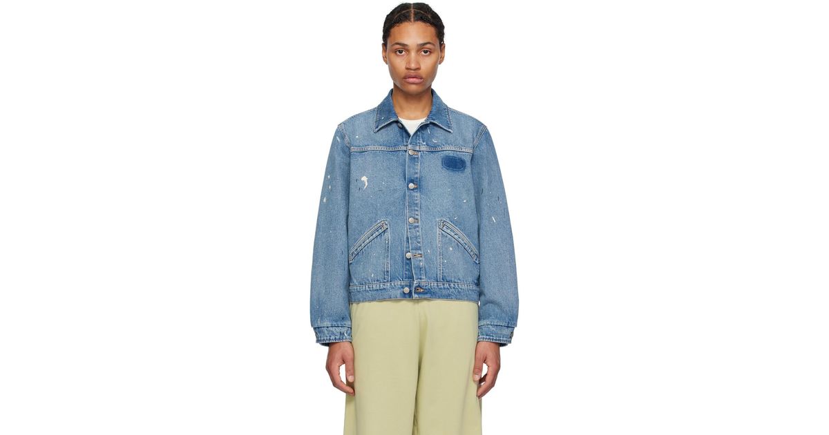 【MM6】ペイントスプラッター ブルーデニムトラウザーズ Jeans org.jpg