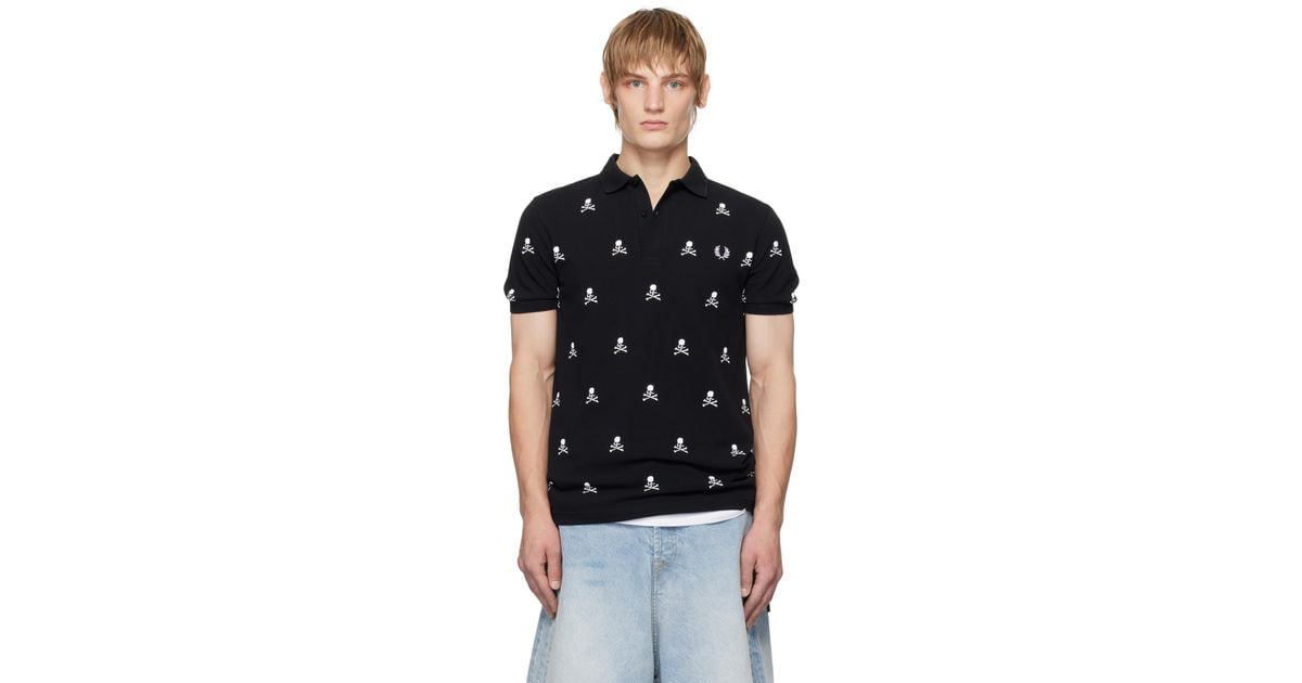 Mastermind Japan Fred Perry Edition All-Over Skull Polo in Black