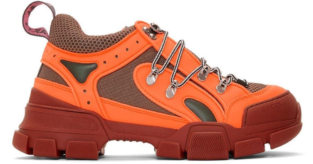 Gucci Orange Flashtrek Sneakers for Men Lyst