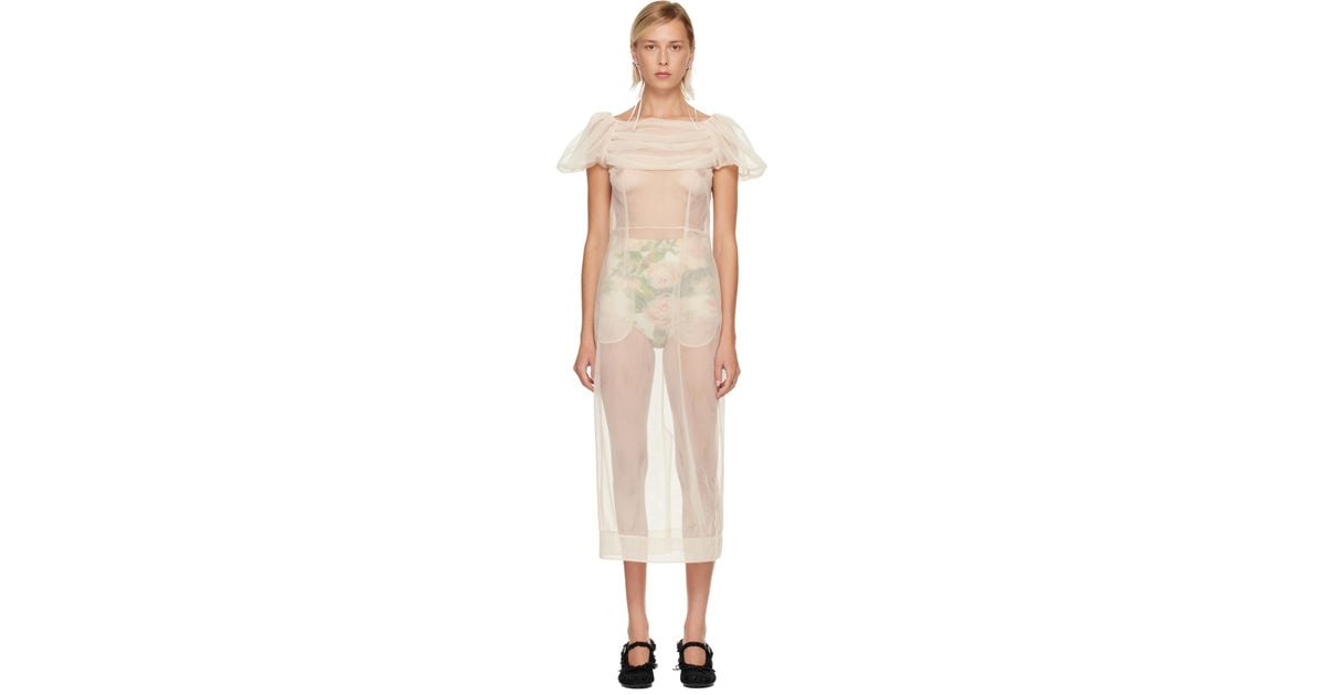 Simone Rocha Petal Sleeve Gathered Bust Corset Dress in Nude main image 1