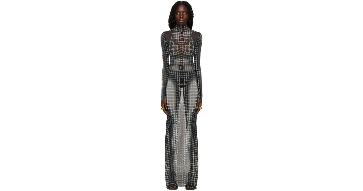 【Jean Paul Gaultier】 Squeletor semi-sheerメッシュ maxiスカ JEAN PAUL GAULTIER Squeletor trompe l'oeil printed tulle