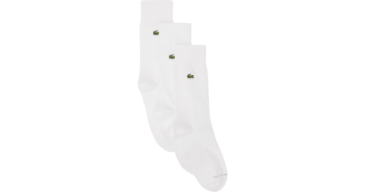 Lacoste Threepack Highcut Socks in White for Men Lyst Canada