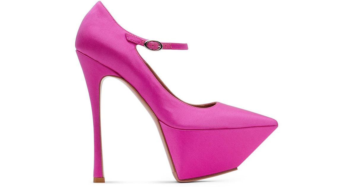 AMINA MUADDI Satin Yigit Heels in Pink Lyst UK