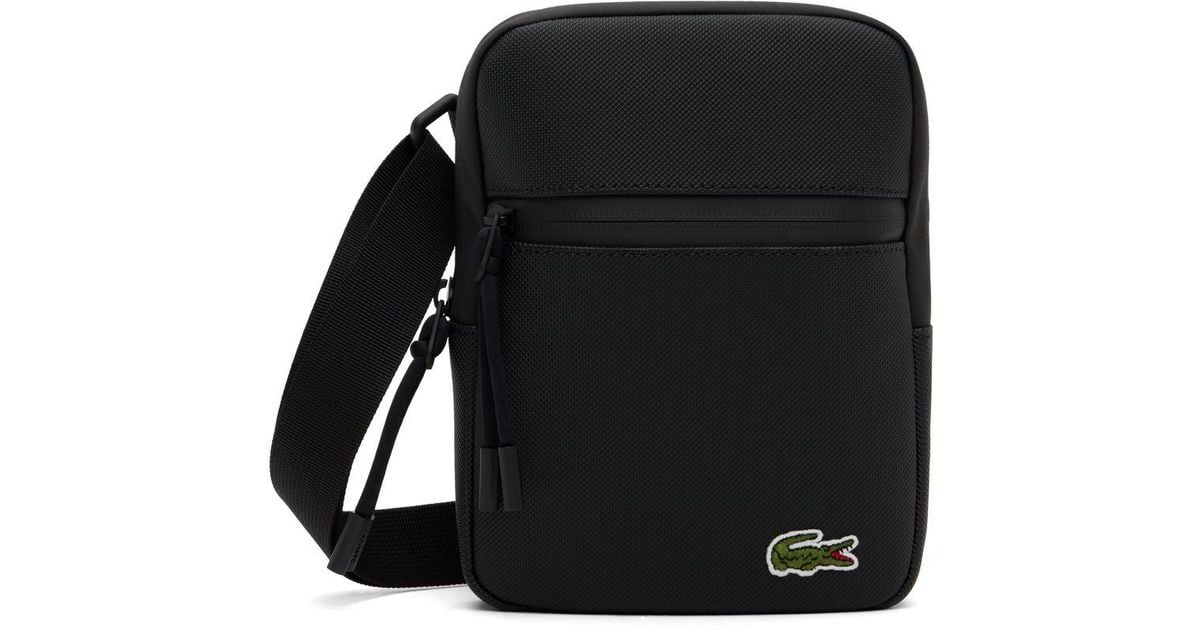 Lacoste: Black Embroidered Bag
