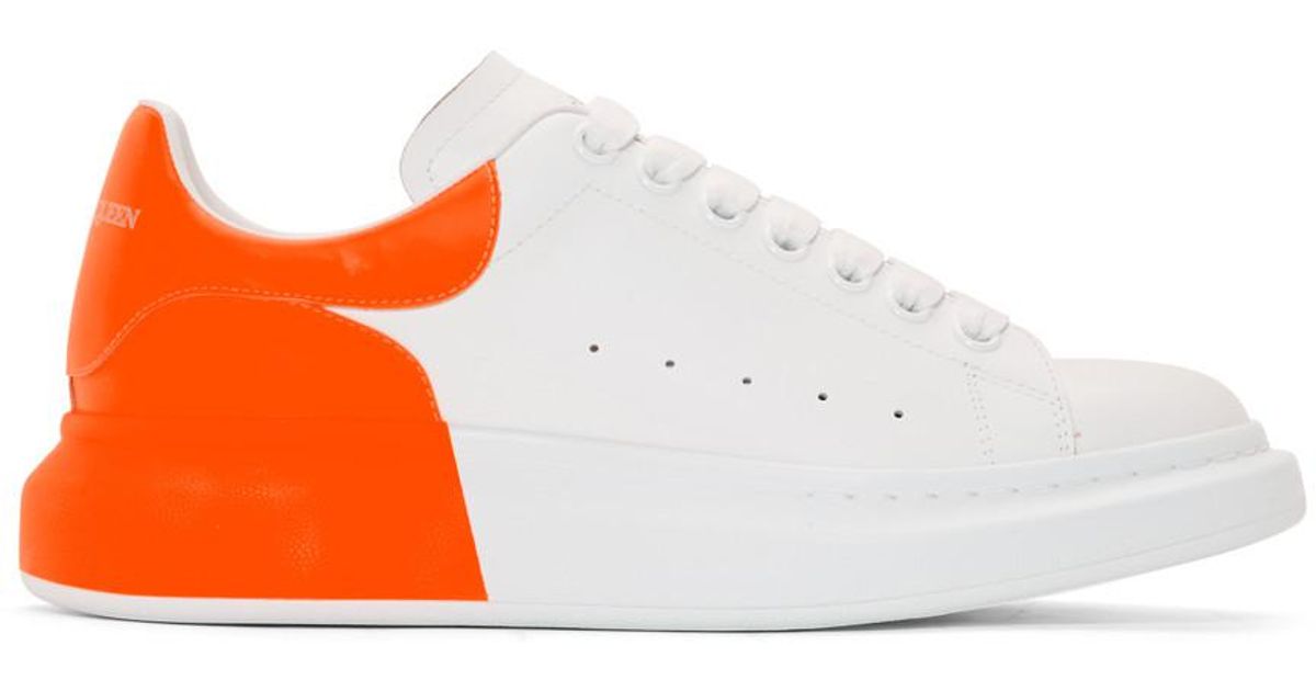 Alexander McQueen White And Orange Oversized Sneakers for Men | Lyst