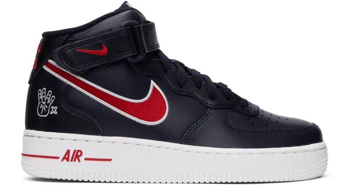 Nike Navy Air Force 1 07 Mid Sneakers in Blue Lyst Canada