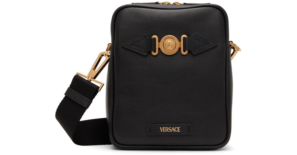 Versace Black Medusa Biggie Barocco Messenger Bag