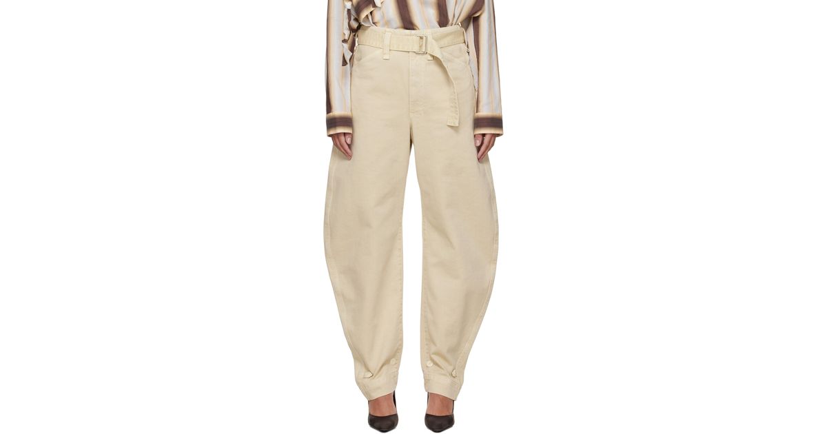 【関税込み】LEMAIRE ベージュ ベルト テーパードジーンズ Lemaire ベージュ ベルト テーパードジーンズ ナチュラル | Lyst
