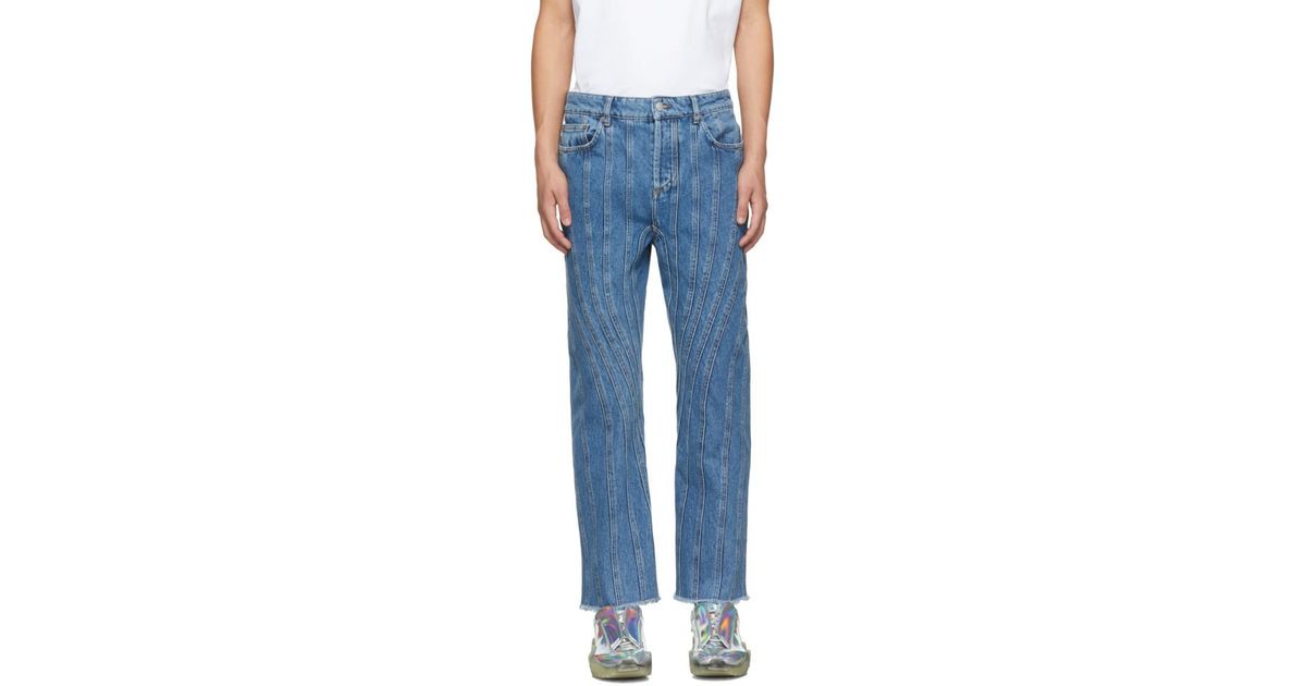Mugler Denim Blue Low Spiral Jeans for 
