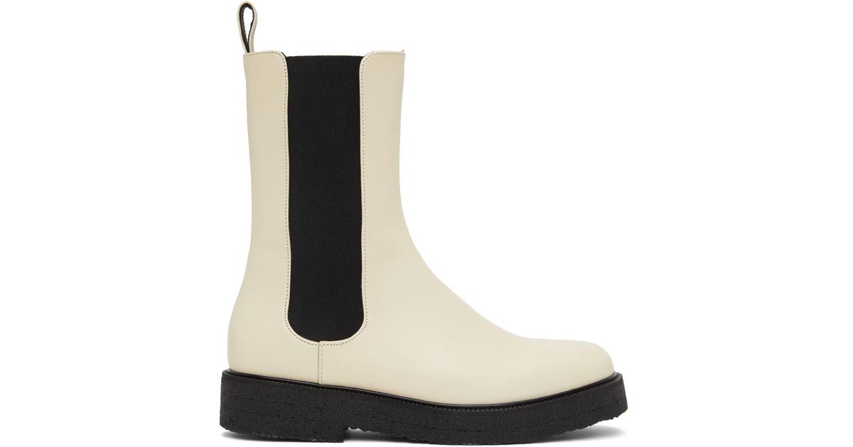 STAUD Off- Palamino Boots in Cream/Black (Natural) - Lyst