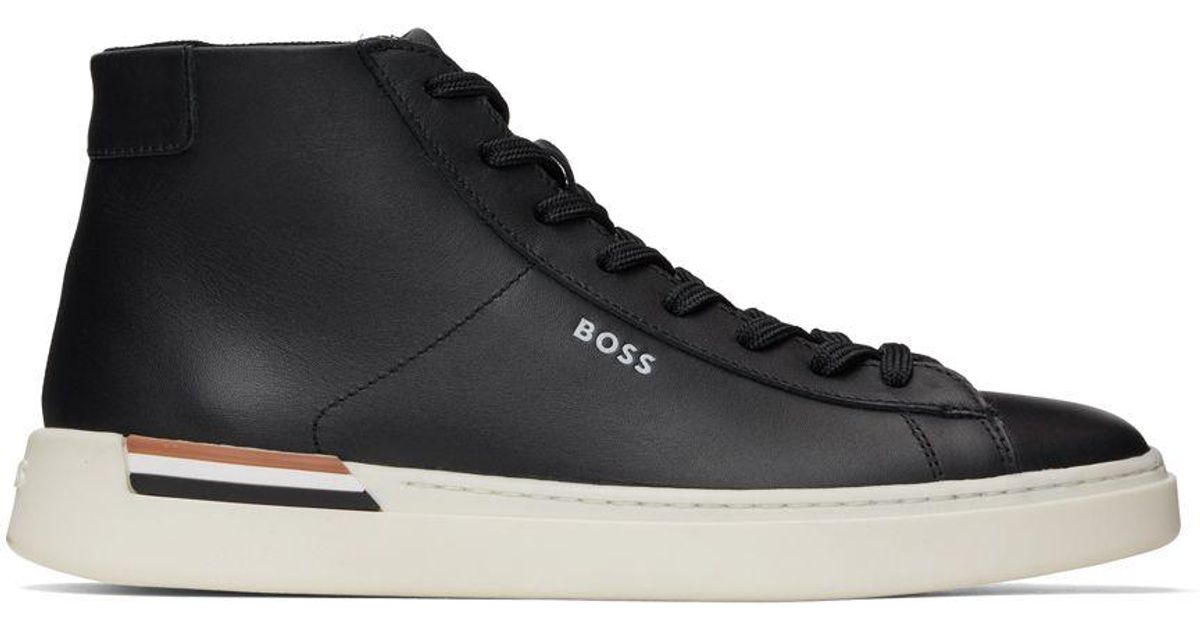 BOSS by HUGO BOSS Black Logo High-top Sneakers for Men | Lyst