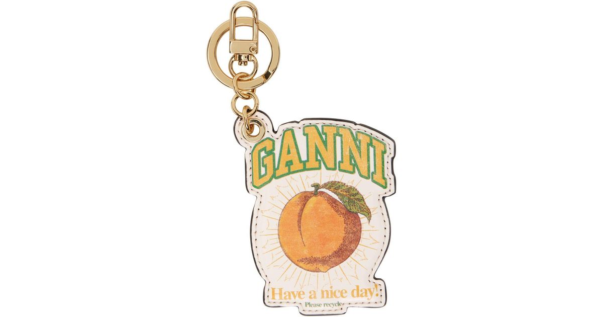 Ganni Off-white Peach Keychain | Lyst