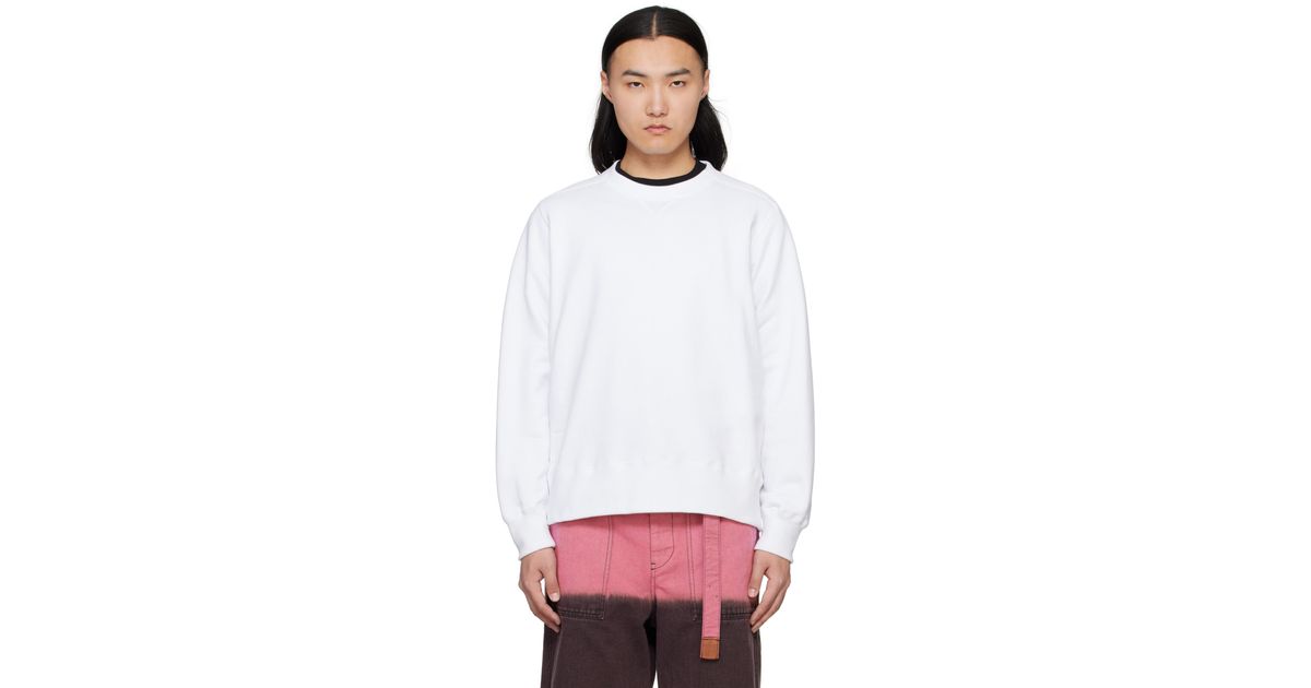 Sacai Wtaps Edition Print Pullover Sweatshirt in White for Sacai Wtaps Edition Print Pullover Sweatshirt in White for