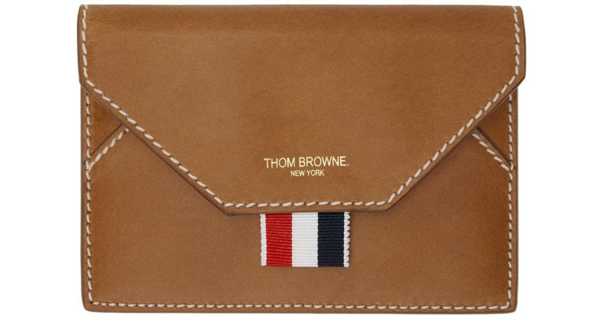 Thom Browne Brown Stamp Card Holder in Black for Men Lyst