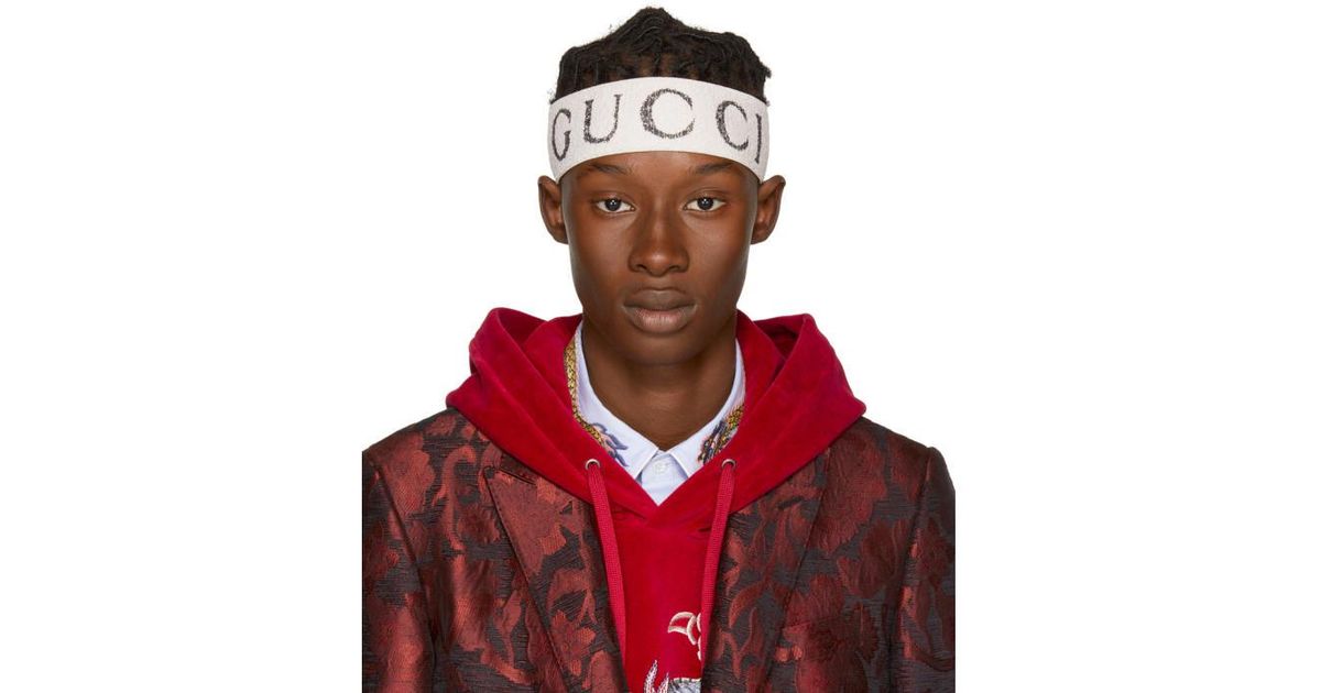 Gucci Off-white Logo Headband for Men | Lyst