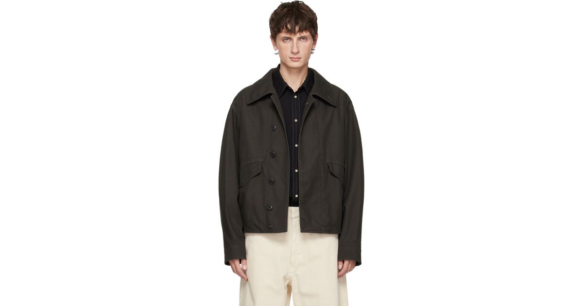 Lemaire Khaki Boxy Blouson Jacket in Black for Men | Lyst