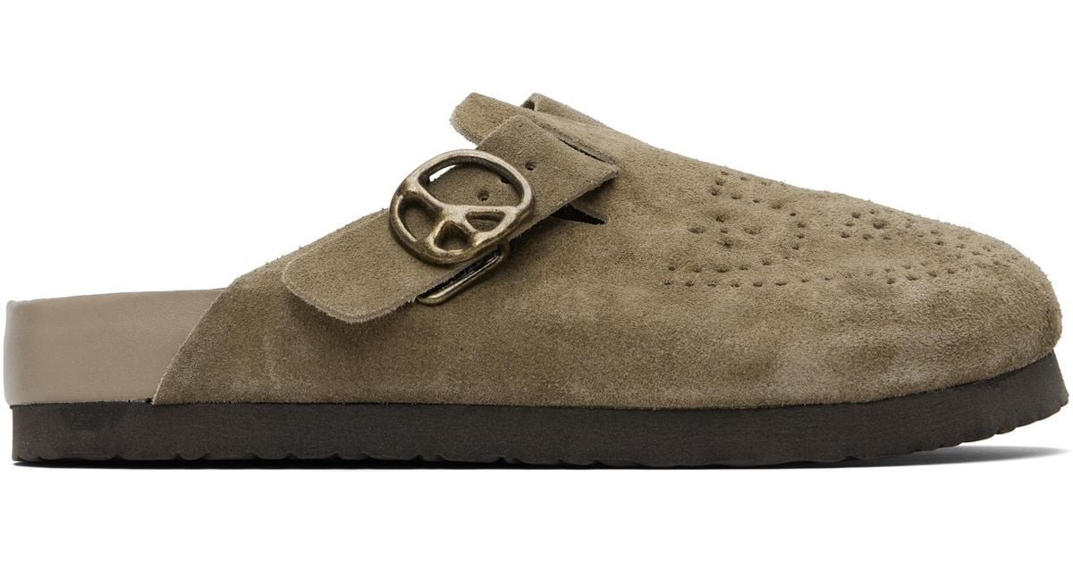 Needles Taupe Suede Clog Slip-On Loafers in Black for Men | Lyst