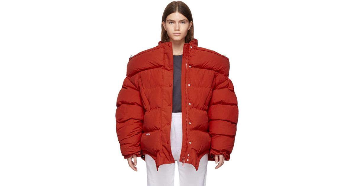Vetements Synthetic Red Upside Down Puffer Jacket | Lyst Canada