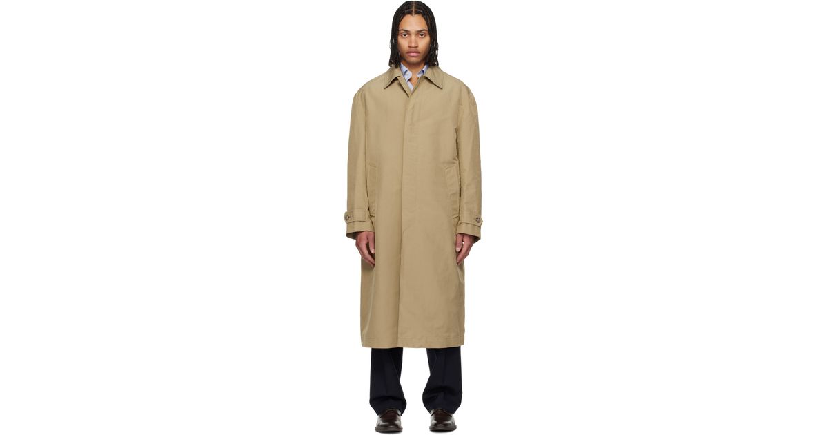 BOSS Water-Repellent Concealed Closure Coat in Natural for Men | Lyst UK