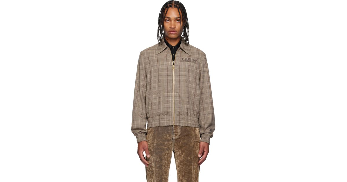 メンズ Amiri ブラウン チェック ブルゾンジャケット ブラウン | Lyst