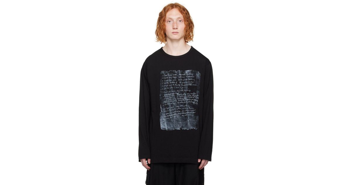 Yohji Yamamoto Black Graphic Long Sleeve T-shirt for Men | Lyst