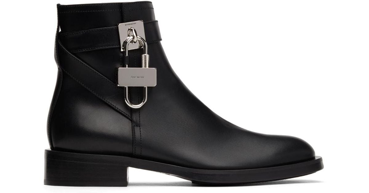 Givenchy Leather Black Padlock Boots for Men - Lyst