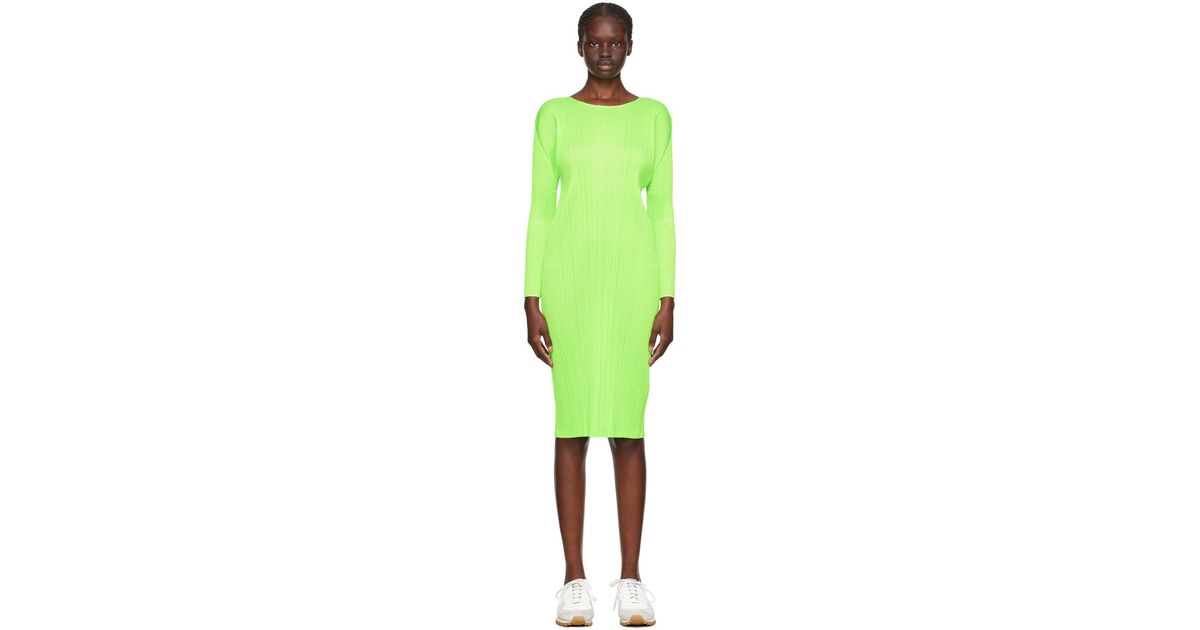 Pleats Please Issey Miyake Green Monthly Colors September Midi