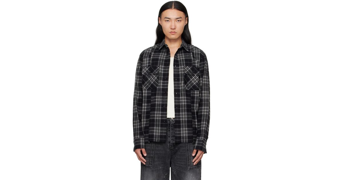 Sacai Plaid Flannel Shirt in Black for Men | Lyst