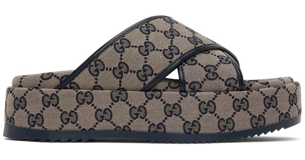 Gucci Canvas gg Angelina Sandals in Black Lyst UK