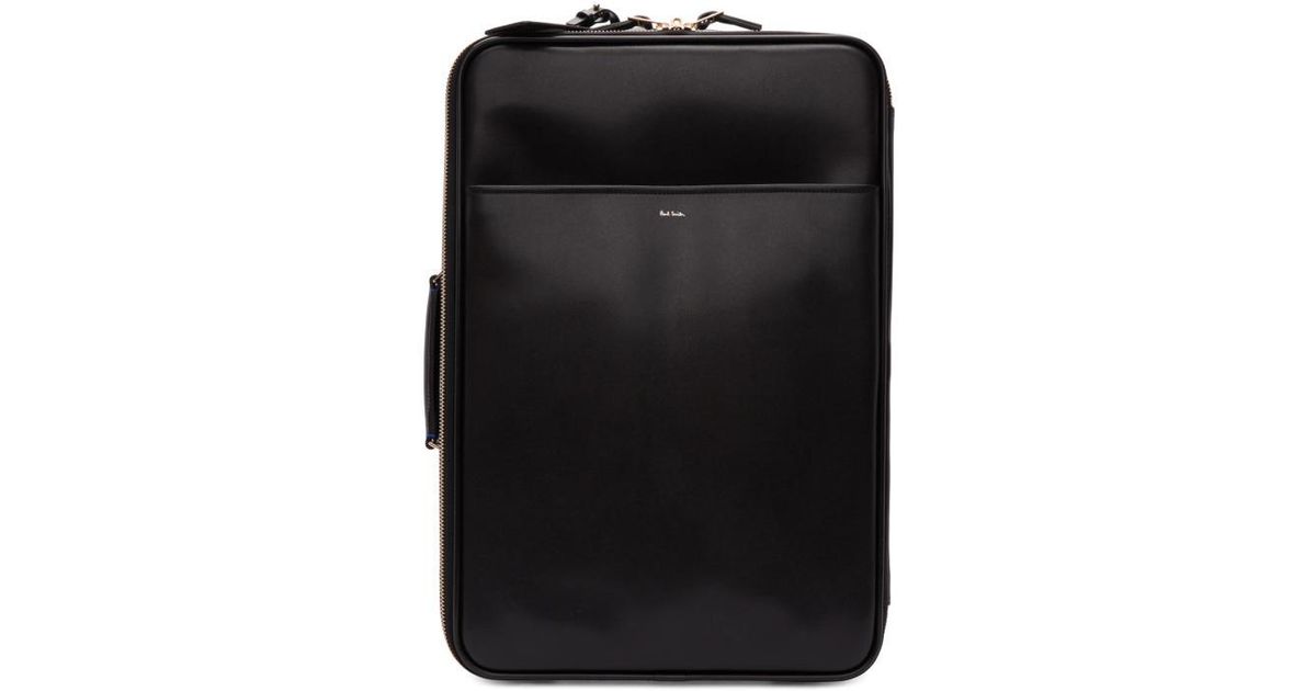 Paul Smith Black Leather Carry-on Trolley Suitcase for Men | Lyst