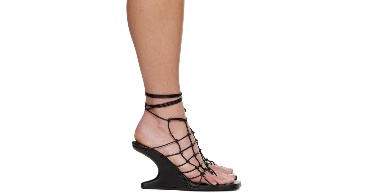 【RICK OWENS】Hollywood Web Cantilever 8センチヒールサンダル RICK OWENS】ブラック Hollywood Cantilever 8 ヒールサンダル