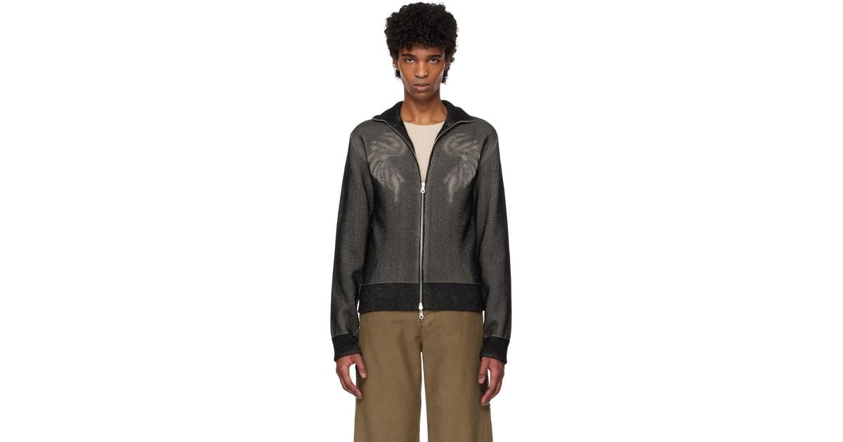 【Dries Van Noten】ブラック ジップアップセーター dries-van-noten-900-BLACK-Zip-