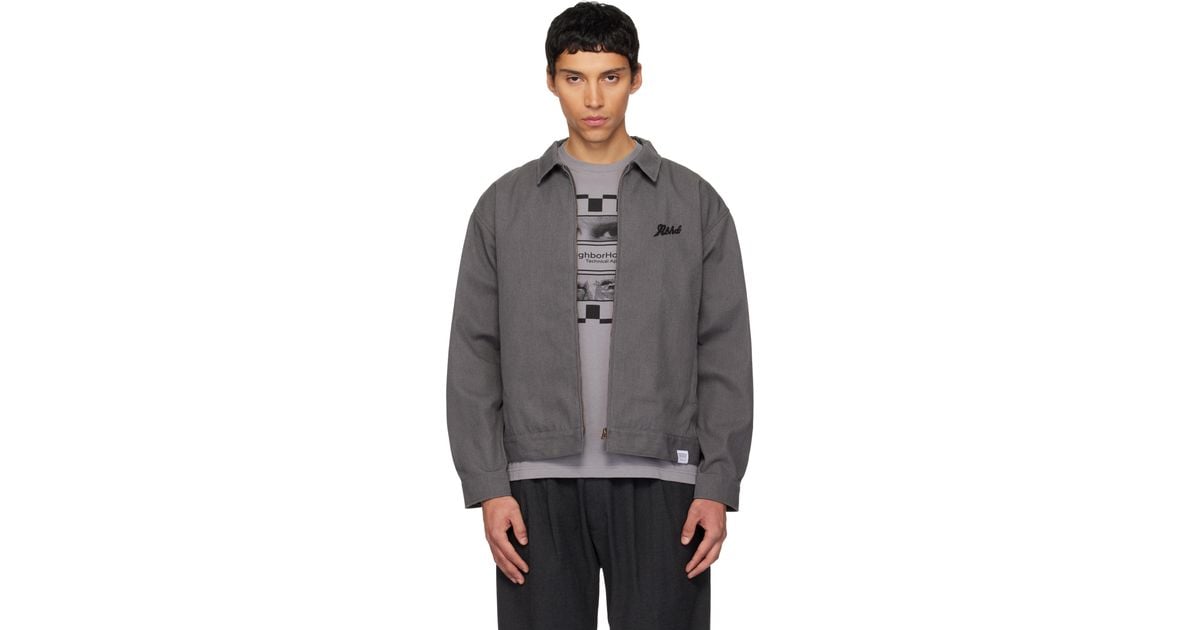 Neighborhood Zip Denim Work Jacket in Gray for Men | Lyst