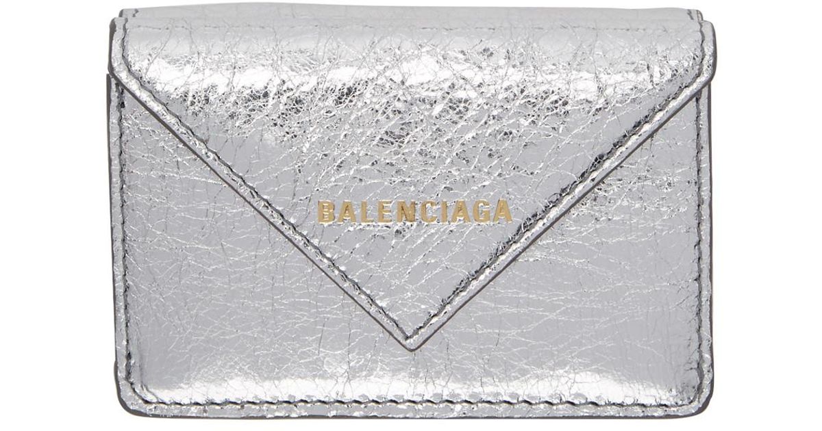 Balenciaga Papier Mini Wallet in Silver (Metallic) - Save 33% | Lyst