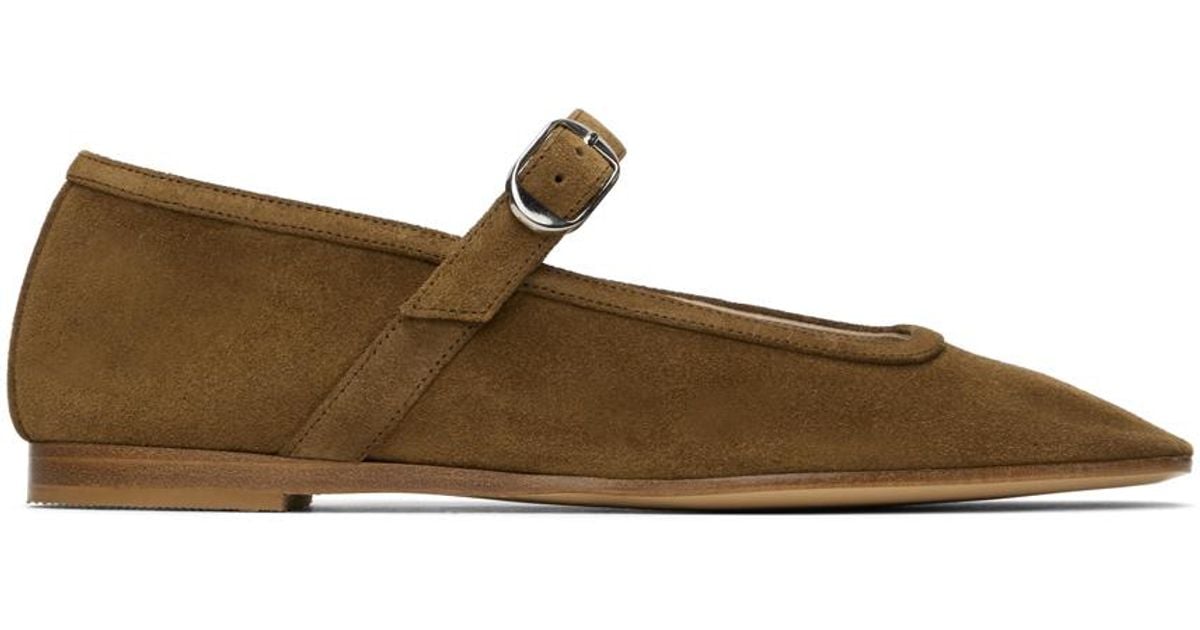 Le Monde Beryl Tan Suede Mary Jane Ballerina Flats in Black | Lyst