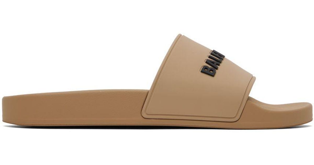 Balenciaga Beige Pool Slides in Black Lyst